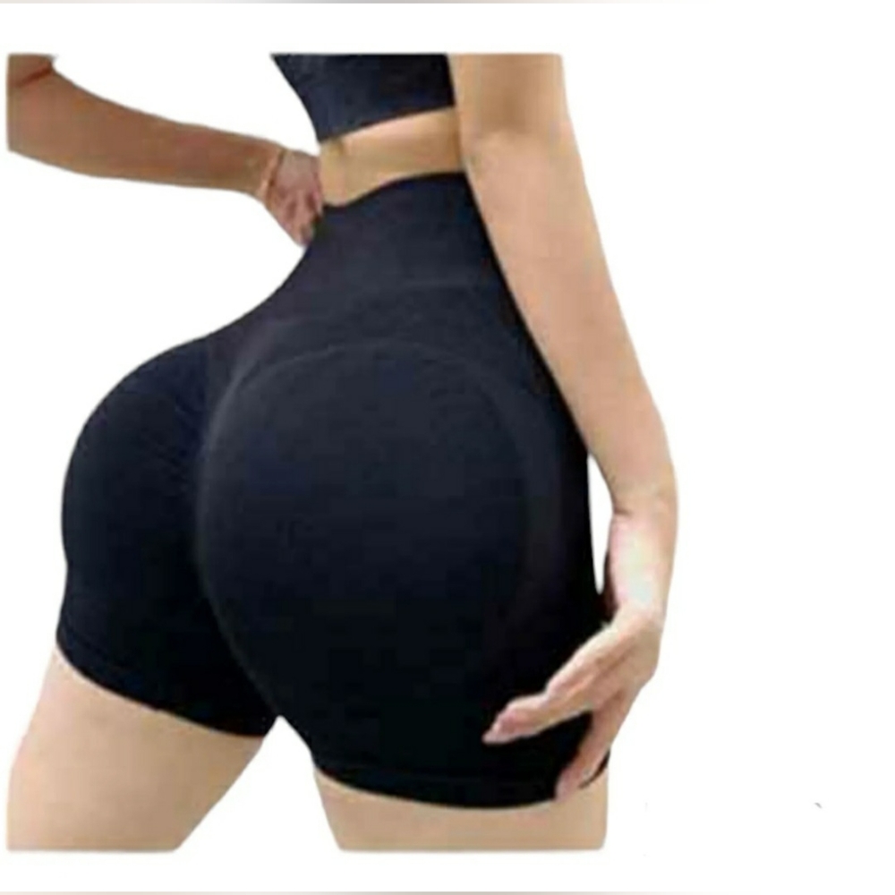 Butt Lifting Yoga Shorts High‎ Waist Tummy Control Ruched Black